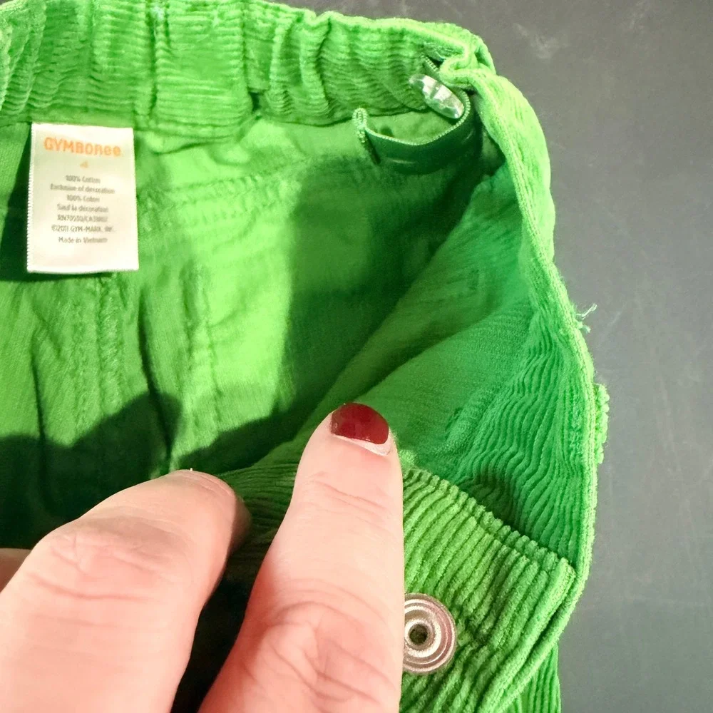 VTG Gymboree Corduroy Pants Kids 4 Green Bow Rhinestone Twee Y2K Bratz